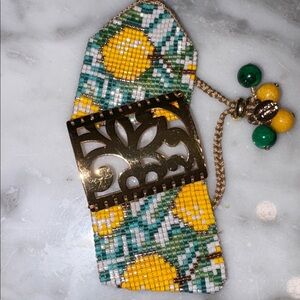 Martha Duran hand Beaded lemon Bracelet - EUC see flaw
Row few beads missing